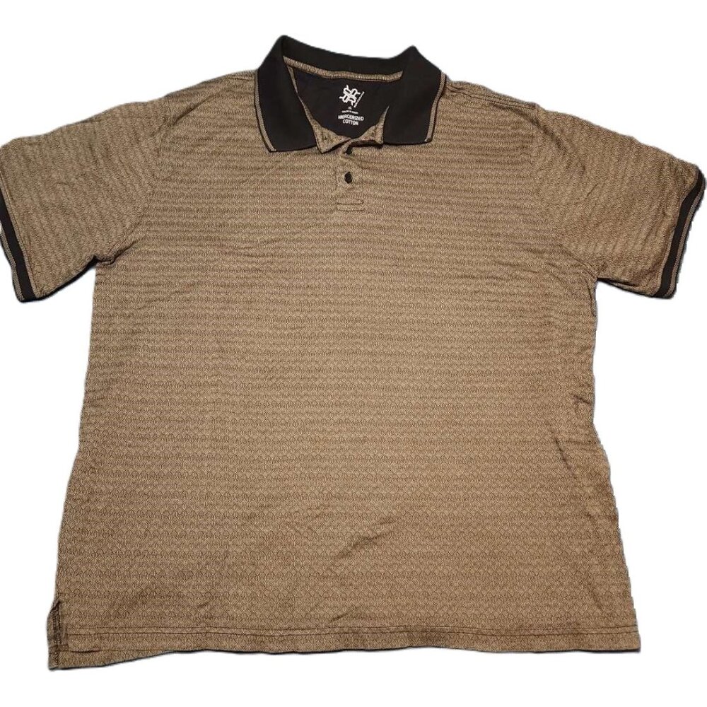 R&R Casuals Polo, Men's XL, Black and Tan, Mercerized Cotton